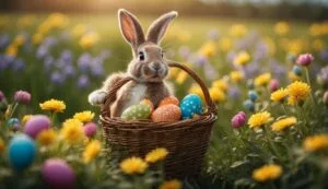 easter bunny with easter eggs