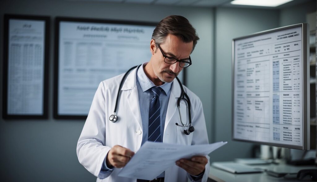 Male Doctor examines medical charts in clinic deserving sweet good morning messages for doctors